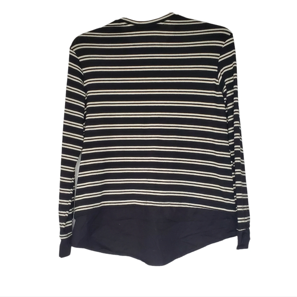 Zara Black and White Stripe Long Sleeve Blouse - Picture 2 of 7